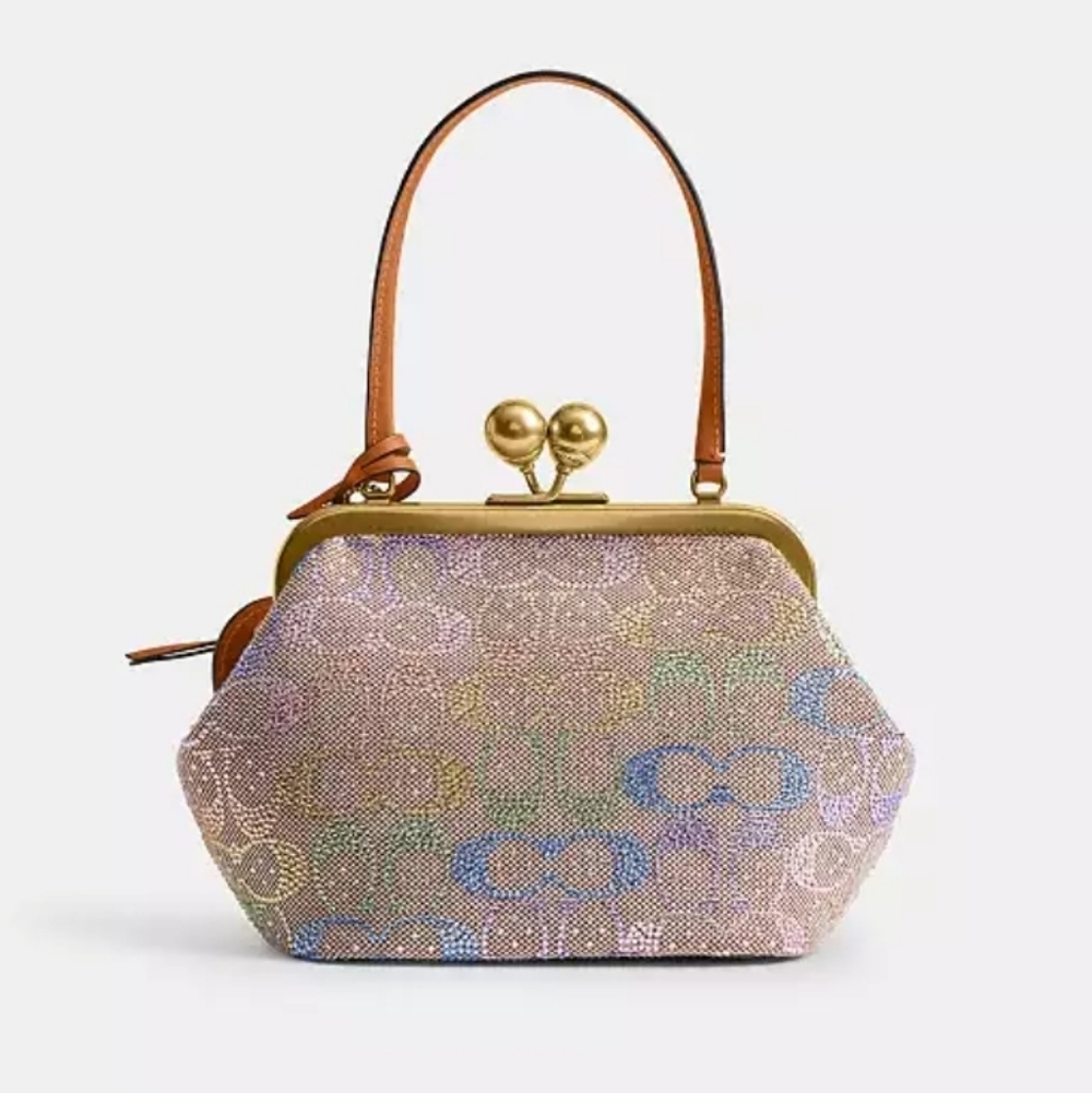 Coach Rainbow Crystal 16 Kisslock Frame Clutch - Brand New